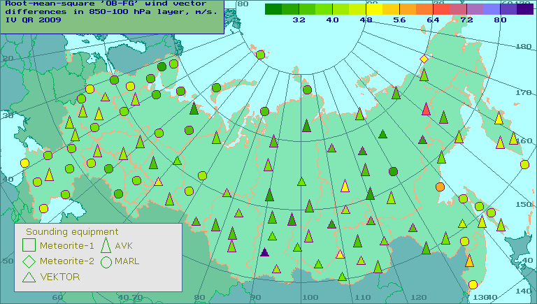 Root-mean-square 'OB-FG' wind vector differences in 850-100 hPa layer