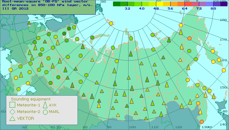 Root-mean-square 'OB-FG' wind vector differences in 850-100 hPa layer