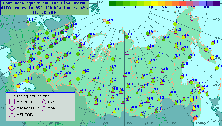 Root-mean-square 'OB-FG' wind vector differences in 850-100 hPa layer