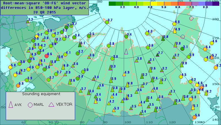 Root-mean-square 'OB-FG' wind vector differences in 850-100 hPa layer