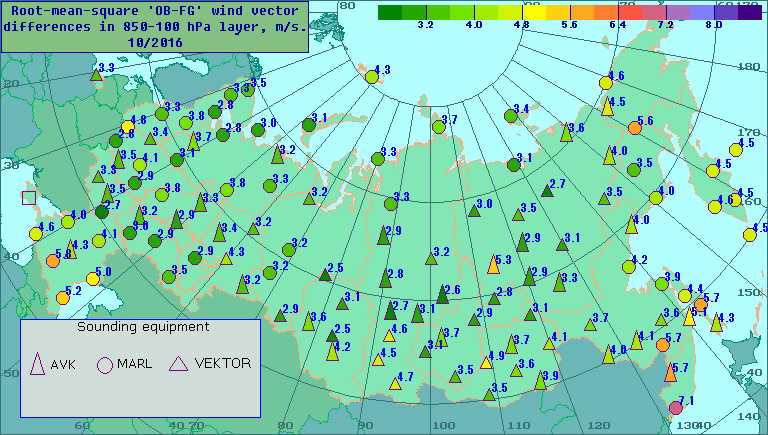 Root-mean-square 'OB-FG' wind vector differences in 850-100 hPa layer